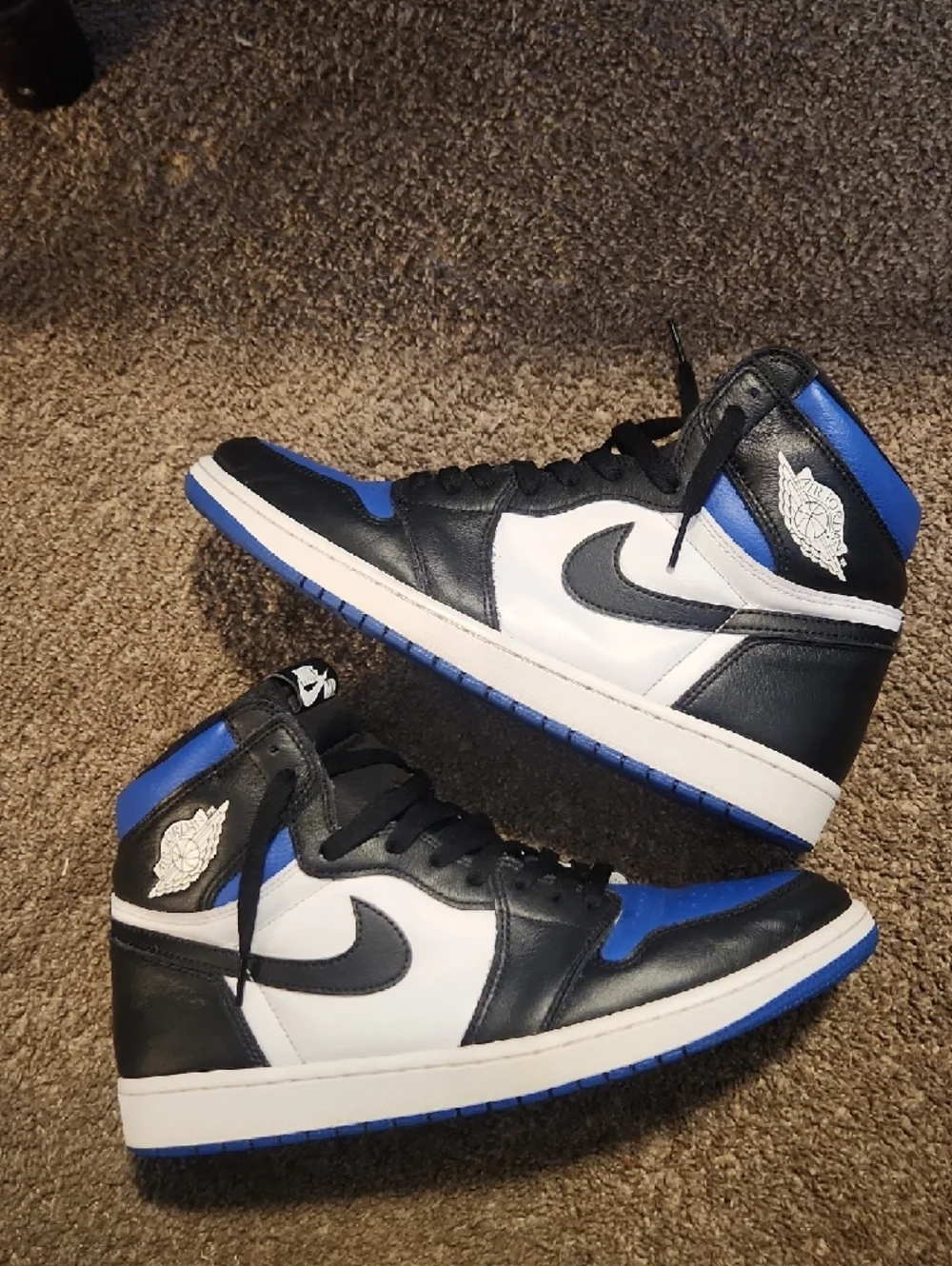 Jordan 1 High OG Sz 12 Mens Sneakers Black White Blue - Picture 3 of 8